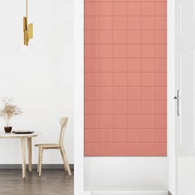 Painel de parede 12 pcs 90x15 cm veludo 1,62 m² rosa