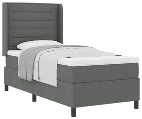 Cama Box com Colchão Cinza Escuro 90x200 cm em Tecido