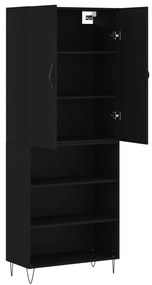 Armário alto 69,5x34x180 cm derivados de madeira preto