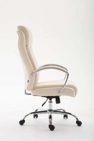 Cadeira de Escritório XL Vaud de Couro Sintético Creme