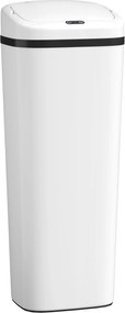 HOMCOM Balde de Lixo Automático 50L Estreito em Aço Inoxidável com Sensor Infravermelhos Modo Manual 33x25x84 cm Branco | Aosom Portugal