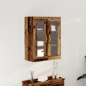 Armário de parede vidaXL com portas de vidro madeira velha 69,5x34x90