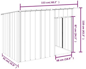 Casota para cães com telhado aço galvanizado antracite