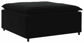 Sofá modular com pufes e almofadas veludo preto
