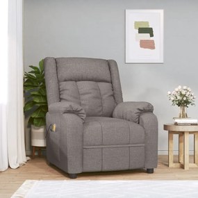 vidaXL Poltrona de massagens tecido cinza-acastanhado
