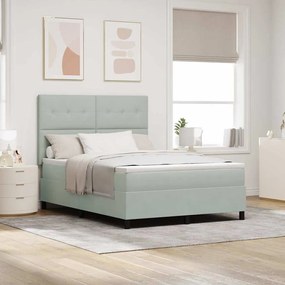 Cama Box com Colchão vidaXL Cinza Claro 140x190 cm Veludo