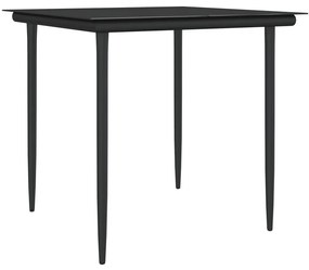 5 pcs conjunto de jantar p/ jardim c/ almofadões vime PE e aço