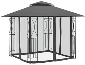 Gazebo com paredes laterais 300x300x270 cm aço antracite