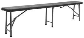 Bancos de jardim dobráveis 2 pcs 180 cm PEAD preto