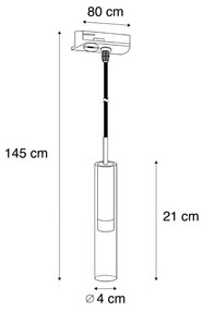 Foco moderno bronze escuro com vidro transparente para sistema de calha monofásico - Slimline Loyce Moderno