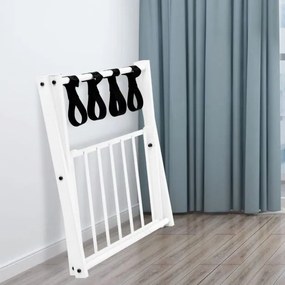 Conjunto 2 estantes de metal para bagagens até 60 kg com 4 correias estáveis e 2 pisos para casa e hotel 68 x 43 x 58 cm Branca