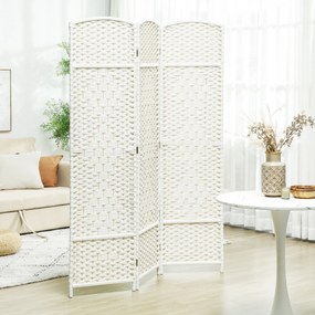 Biombo interior de madeira com 3 painéis 135 x 180 cm, divisória dobrável para sala ou quarto, branco