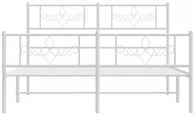 Estrutura de cama com cabeceira e pés 140x190 cm metal branco