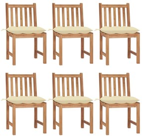 vidaXL Cadeiras de jardim 6 pcs c/ almofadões madeira de teca maciça
