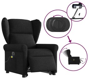 Poltrona elétrica elevatória massagens tecido preto
