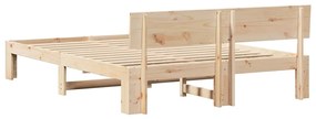 Estrado de Cama com Cabeceira 160x200 cm Madeira de Pinho