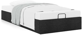 Estrutura de cama otomana sem colchão 90x190 cm tecido preto
