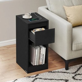 Conjunto de 2 mesas de cabeceira com iluminação LED e portas USB 30 x 25 x 59,5 cm Preto