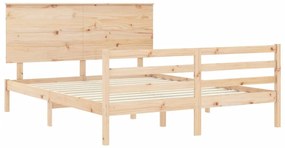 Estrutura de cama com cabeceira 160x200 cm madeira maciça
