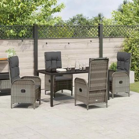 Conjunto de Jantar de Jardim com 5 Peças em Rattan Poliéster Cinza
