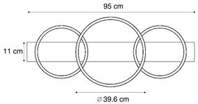 Plafon de design preto redondo com LED regulável em 3 níveis e 3 luzes - Nimue Design