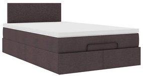 Estrutura de cama otomana com colchão 120x190cm castanho escuro