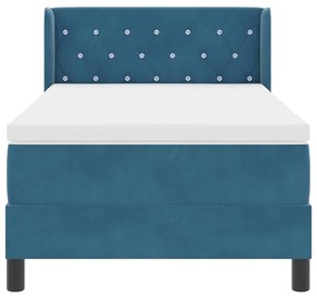 Cama Box com Colchão Azul Escuro 100x200 cm Veludo