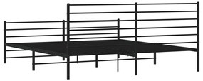 Estrutura de cama com cabeceira e pés 200x200 cm metal preto