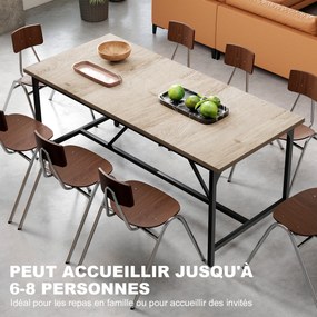 Mesa de jantar retangular para 6-8 pessoas (CADEIRAS NÃO INCLUIDAS), mesa de cozinha de estilo industrial, 180 x 80 x 75,5 cm, com efeito de madeira n