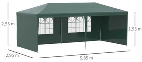 Tenda de Eventos com Estrutura em Aço - 3x6m - Verde