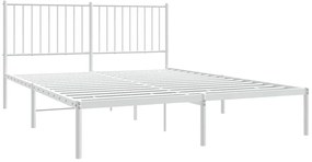 Estrutura de cama com cabeceira 150x200 cm metal branco