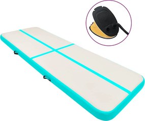 vidaXL Colchão de ginástica insuflável c/ bomba 400x100x20cm PVC verde
