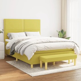 vidaXL Cama com molas/colchão 140x190 cm tecido verde-claro