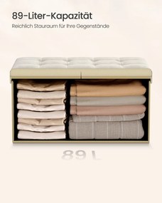 Banco com espaço de arrumação e tampa rebatível 38 x 76 x 38 cm creme