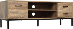 Móvel para televisão, para ecrãs até 50 polegadas, com armário, 2 gavetas e prateleira 132 x 39 x 45,5 cm, castanho-escuro