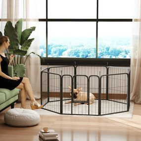 Parque para cães, cercado modular e dobrável de 8 painéis 56 x 60 x 1,5 cm (CADA PAINEL) em aço com porta, para cães de pequeno porte, uso interior e