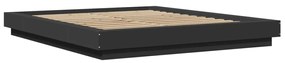Estrutura cama c/ luzes LED 160x200 cm derivados madeira preto