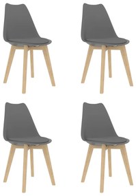 Cadeiras de jantar 4 pcs plástico cinzento