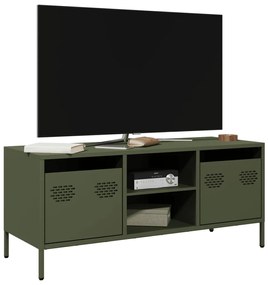 Móvel de TV 101,5x39x43,5 cm aço laminado a frio verde-azeitona
