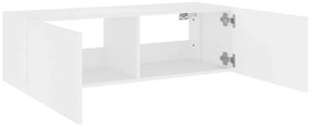Móvel de parede para TV com luzes LED 100x35x31 cm branco
