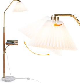 Candeeiro de Pé Altura: 160 com Mesa Auxiliar, Abajur Ajustável, Dourado