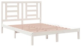 Cama sem colchão 140x200 cm madeira de pinho maciça branco