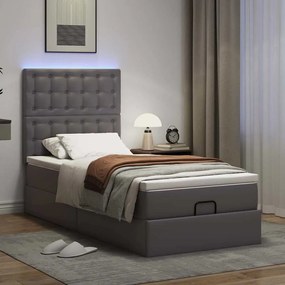 moldura de cama síriaXL otomana com colchão cinza 90x200cm couro falso