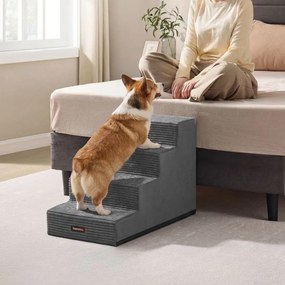 Escada para cães com 4 degraus, em espuma, lavável, cinzento escuro