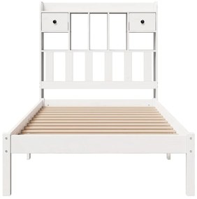 Cama com estante sem colchão 90x200 cm pinho maciço branco