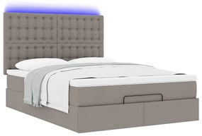Estrutura de cama otomana com colchão tecido cinzento 140x200cm
