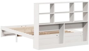Cama com estante sem colchão 160x200 cm pinho maciço branco