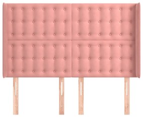 Cabeceira cama c/ abas veludo 147x16x118/128 cm rosa