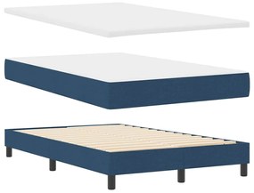 Cama Box Spring com Colchão &amp; Luz LED Azul 120x200 cm Tecido