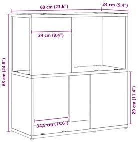 Estante VidaXL Preta Carvalho 60x24x63 cm em Madeira de Engenharia